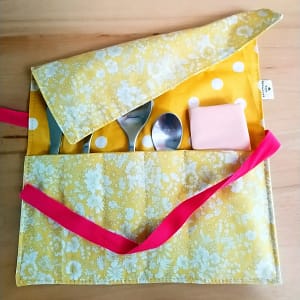 pochette rectangulaire bi-matières compartimentée